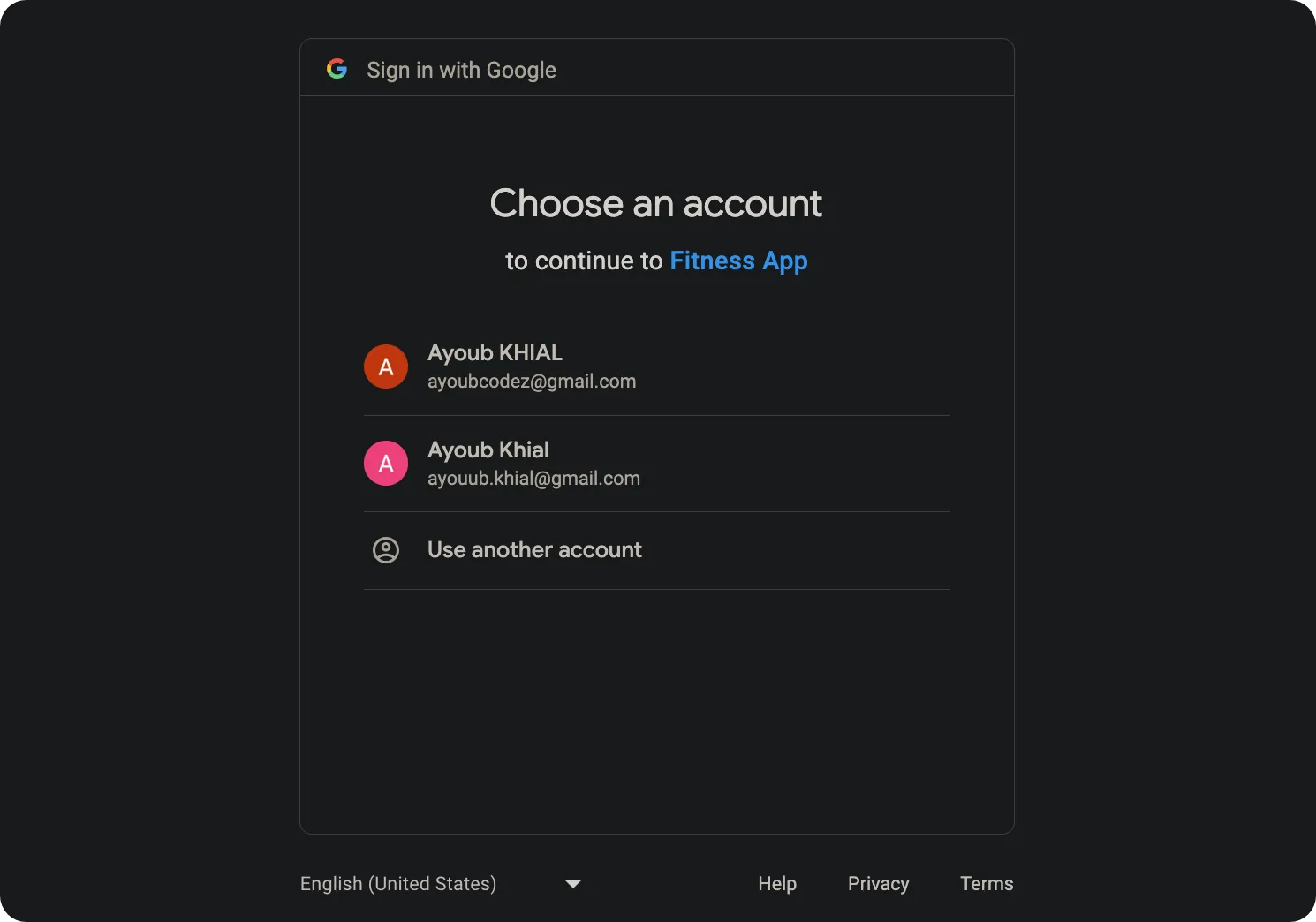 Google API Consent Screen - Sign in