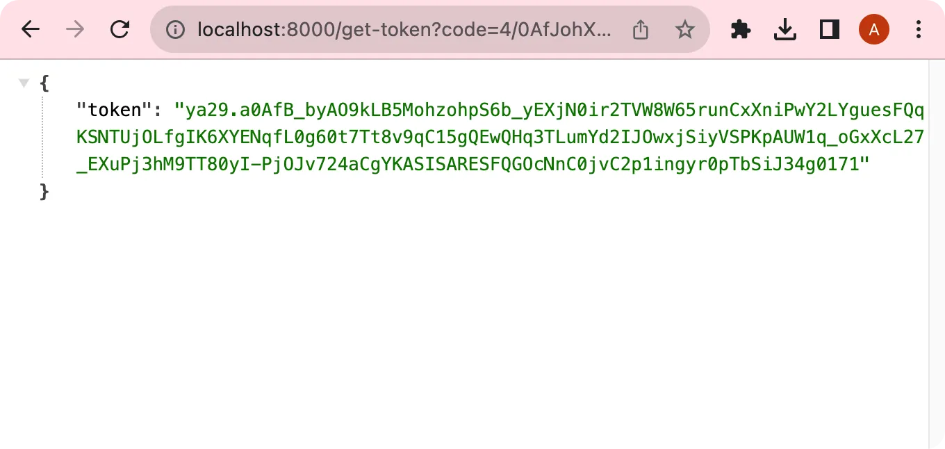 Google API Consent Screen - Successful Redirection