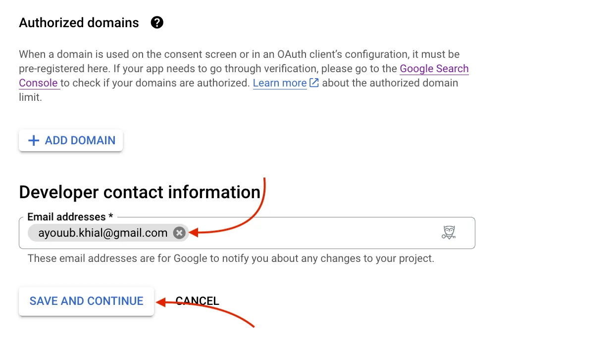 Google Console - OAuth Consent Screen Information