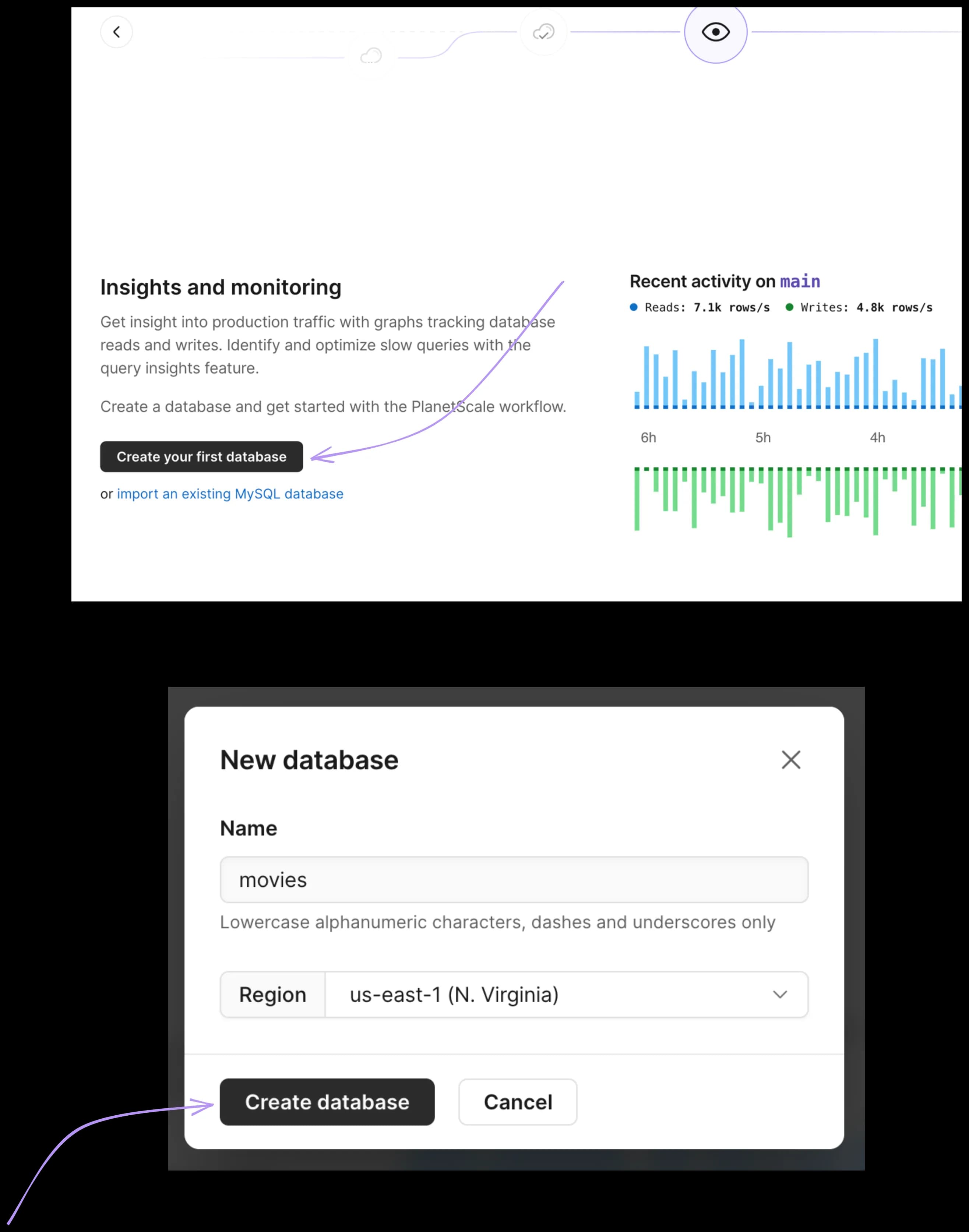 Create your first database on PlanetScale