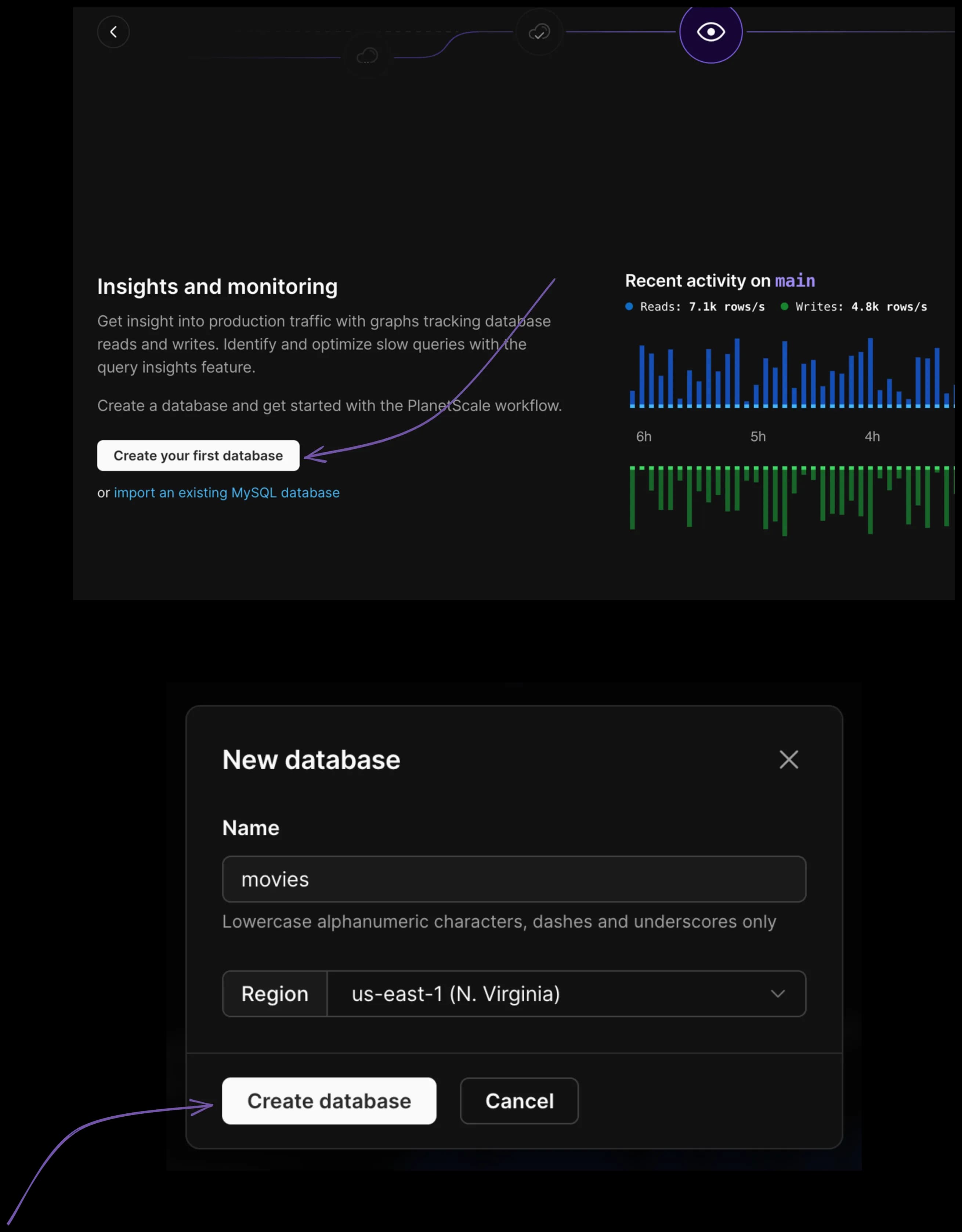 Create your first database on PlanetScale