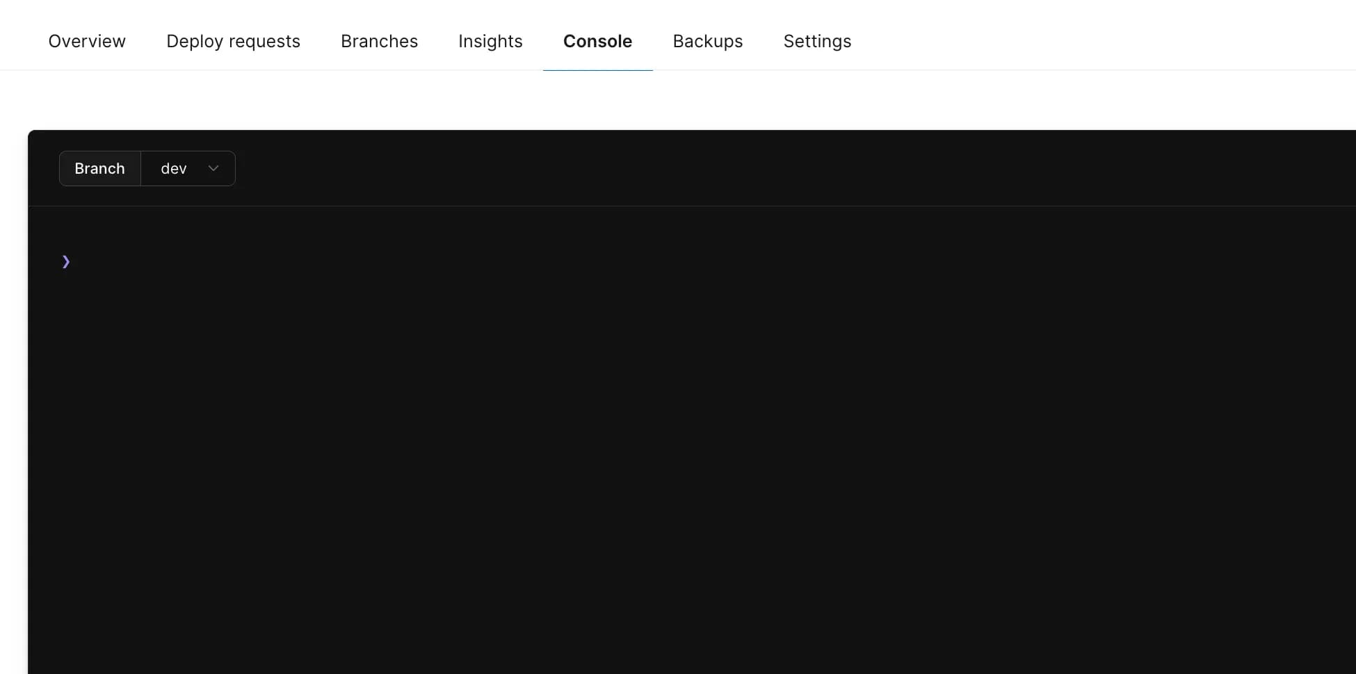 PlanetScale web console
