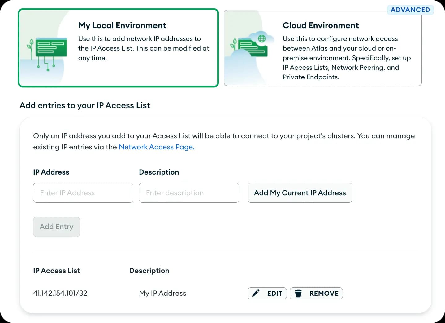 MongoDB Atlas - Setup cluster IP Access List