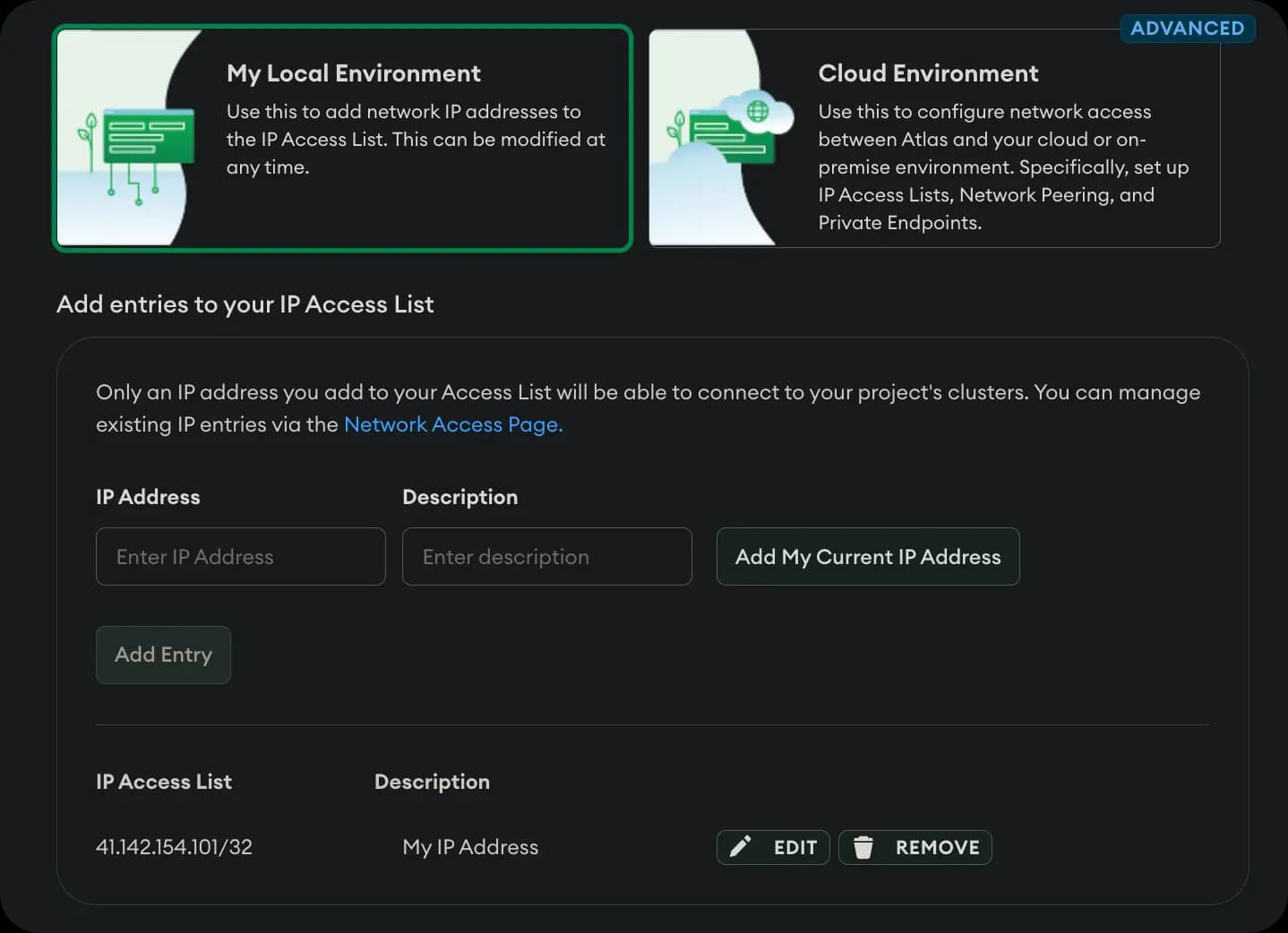 MongoDB Atlas - Setup cluster IP Access List