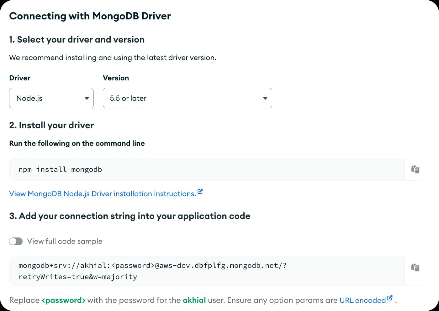 MongoDB Atlas - Connecting with MongoDB Driver