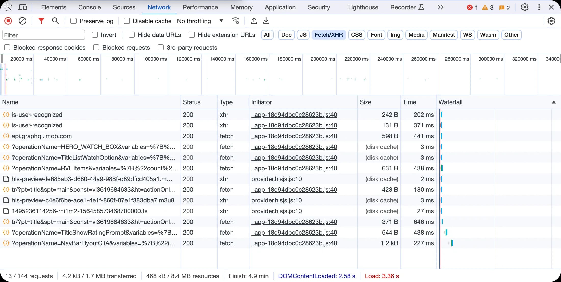 Google Chrome Network Tab - HTTP API Request