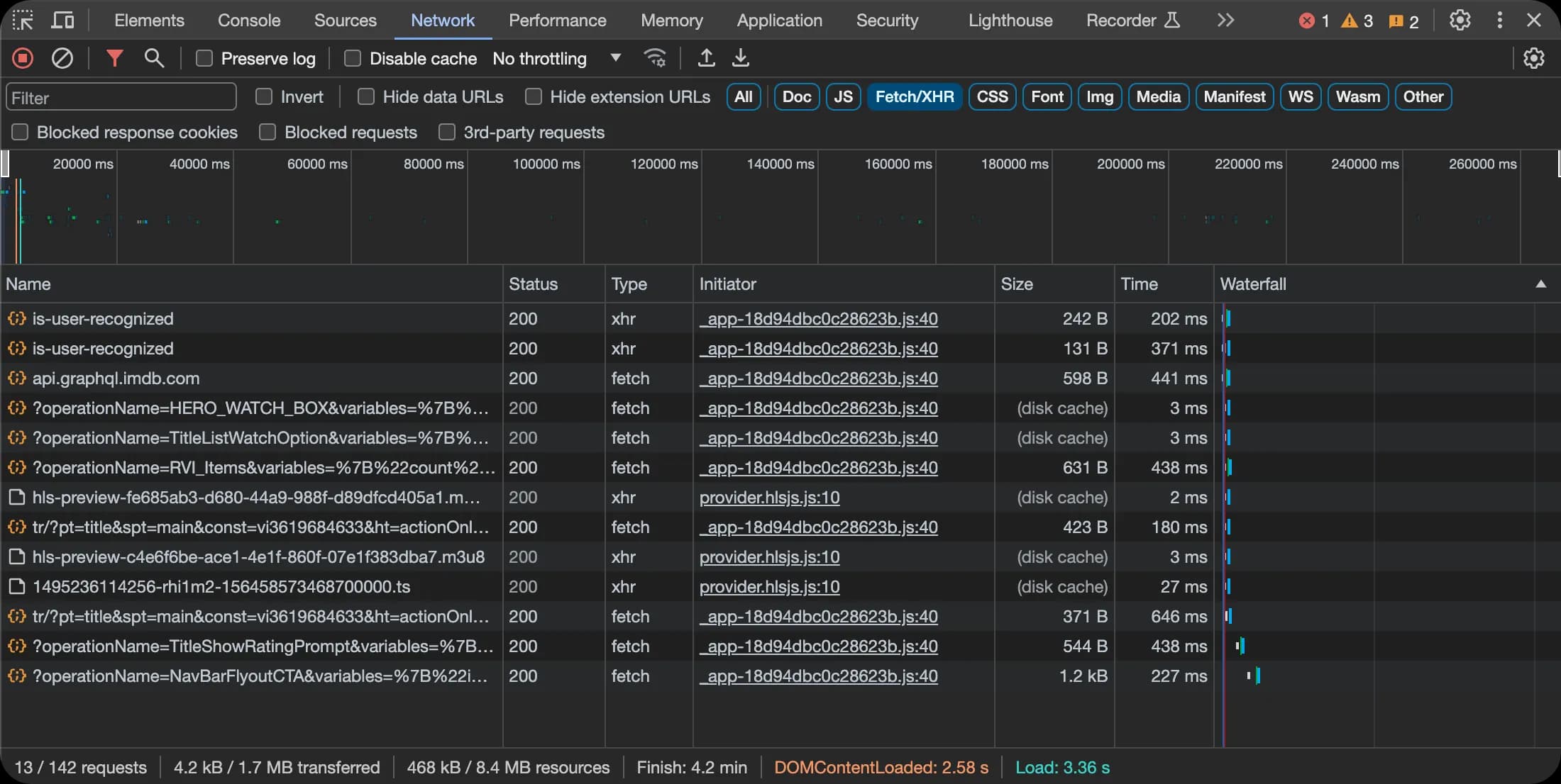 Google Chrome Network Tab - HTTP API Request