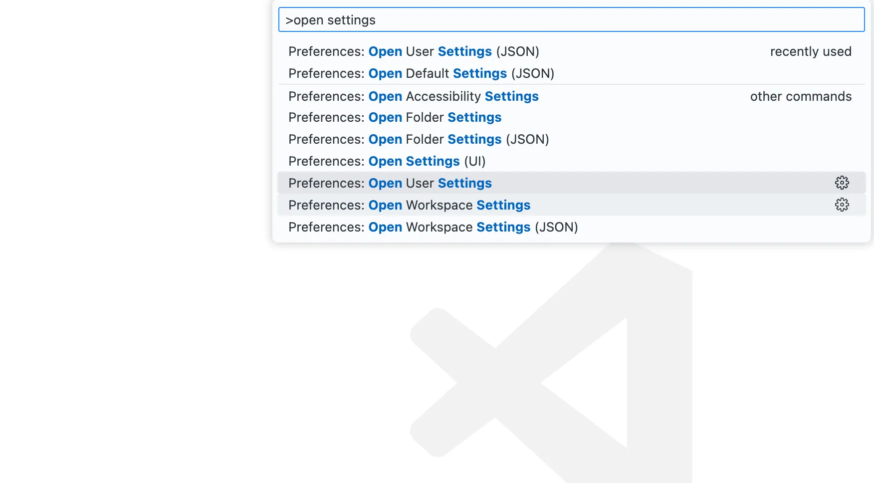 Open User Settings in VSCode