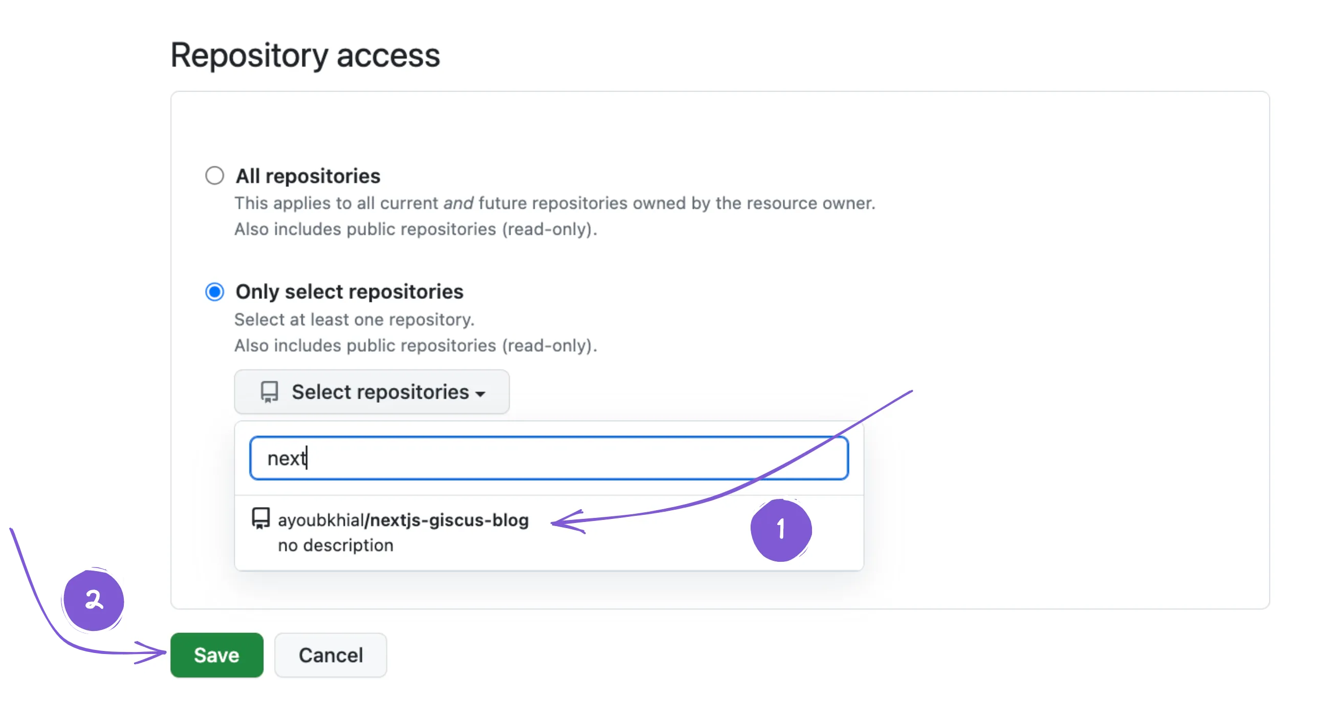 Giscus app repository access in GitHub Marketplace