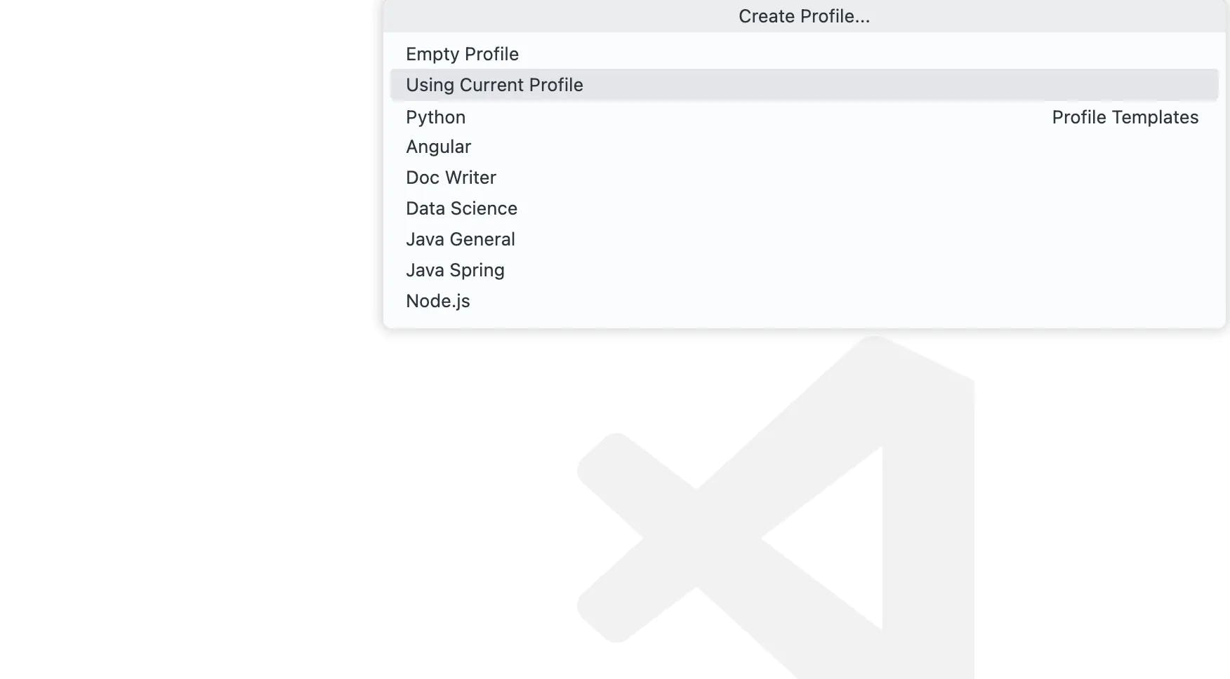 Create a new profile base on the current profile in VSCode